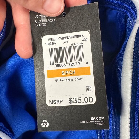 Under Armour Mens Small Blue White Perimeter Shorts 9.5 Inch Inseam NWT - Picture 8 of 10